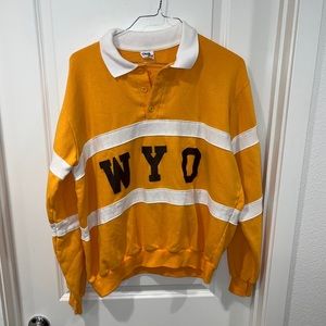 Vintage Chalk Line WYO Sweatshirt yellow/white mens Sz XL polo neck made in USA